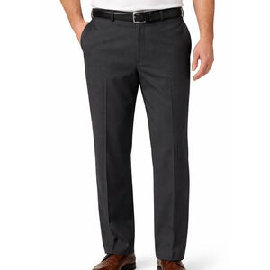 Perry Ellis Premilux Mens Dress Pants 40x30 Dark Gray Flat Front Hook & Eye NWT